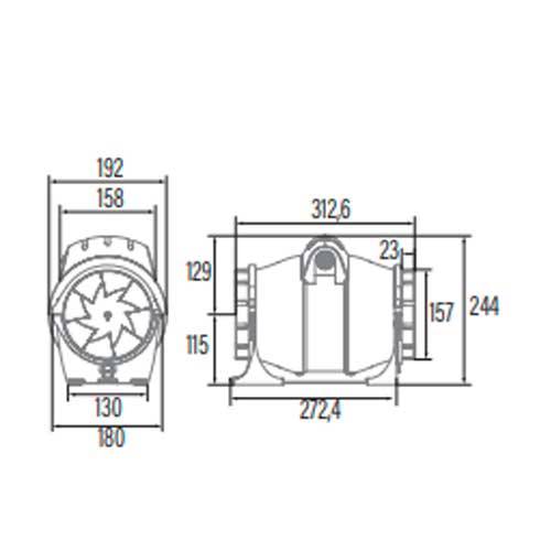 EXTRACTOR CATA DUCT IN-LINE 160/560 00705000