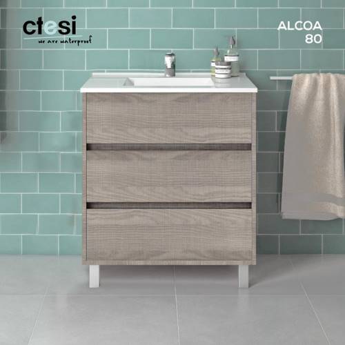 MUEBLE BAÑO LAKUA ALCOA-80 3-CAJ C/P FRESNO ESTEP