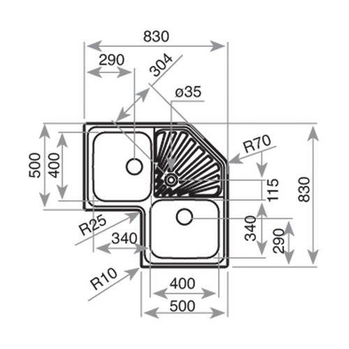 FREGADERO TEKA 10118005 ANGULAR 2C 31/2 C/S/REB