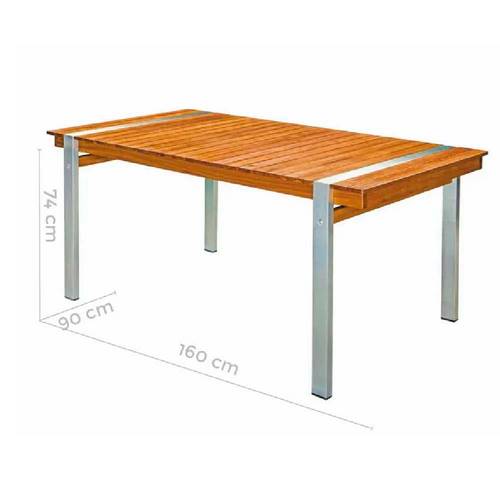 MESA LDK NORAH MADER/ACERO INOX 160X85 82414