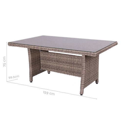 MESA LDK ENVEJECID RATTAN/CRIST GRIS 160X100 83437