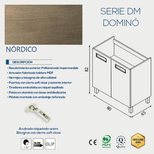 MUEBLE BAÑO LAKUA DOMINO-80 2-PUERT NORDICO