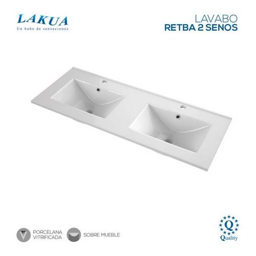 LAVABO LAKUA CERAMIC RETBA 121X46 2-SENOS