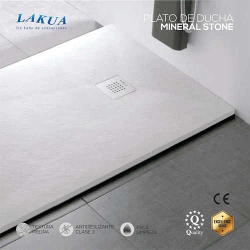 PLATO DUCHA LAKUA MINERAL STONE 140X70 BLANC