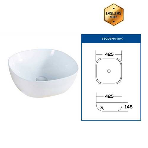 LAVABO LAKUA TESO PORCELANA 425X425X145