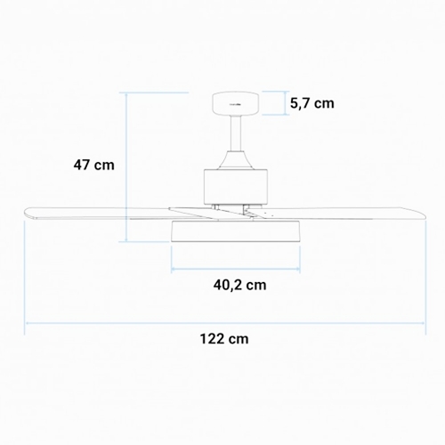 VENTILADOR TECHO UNIV BLUE LEVANTE NEGR/MAD 122CM