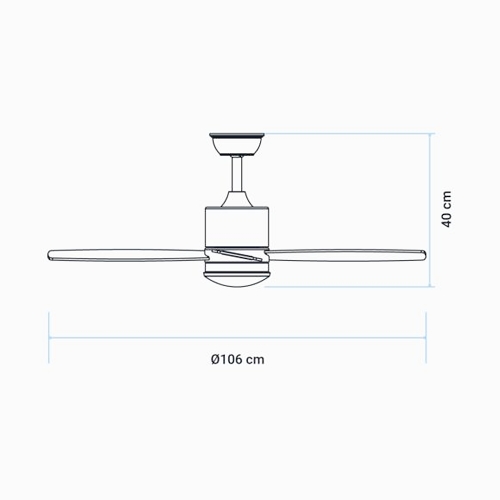 VENTILADOR TECHO UNIV BLUE MIDI BLANC 106CM