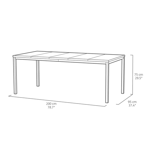 MESA CURVER PORTO-200 200X95X75 NEGRO/MADER 260576