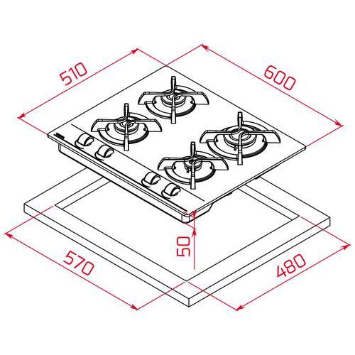 ENCIMERA TEKA GBC64000KBB CRISTAL GAS 112580005