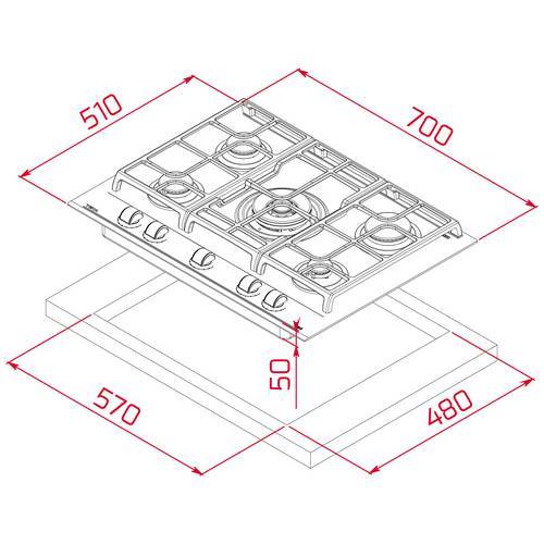 ENCIMERA TEKA GZC75330 XBB CRI GAS 70CM 112570053