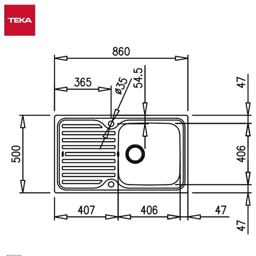 FREGADERO TEKA 11119017 CLASSIC 1C 1E I 31/2 C/REB