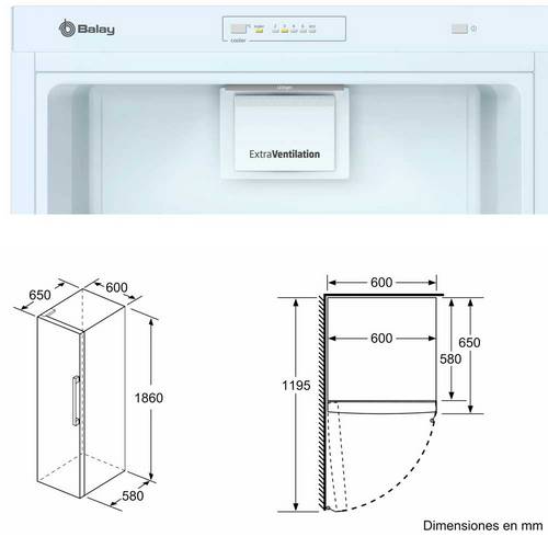 FRIGORIFICO BALAY 3FCE563WE 1PTA BLANCO 186X60CM