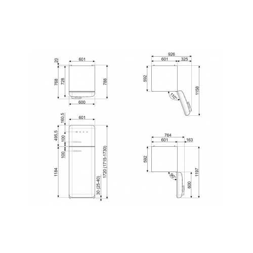 FRIGORIFICO SMEG FAB30RBE5 IND 2PTA AZUL ELECT DER