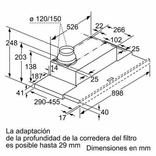 CAMPANA BALAY 3BT294MX TELESCOPICA 90CM PLATA META