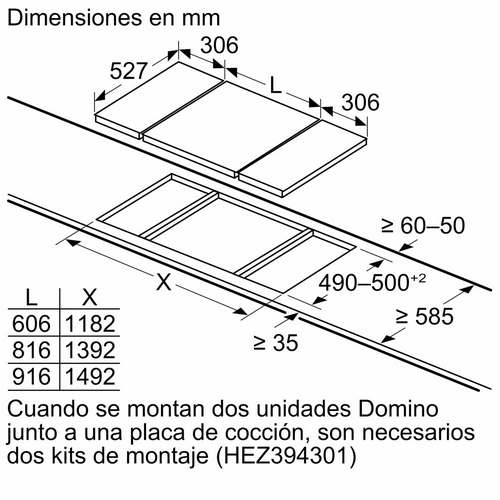 ENCIMERA BOSCH PRA3A6D70 DOMINO NEG 30CM