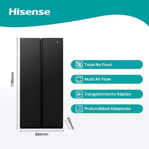 FRIGORIFICO HISENSE RS566N4AB1 SBS NEGRO