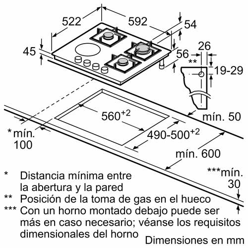 ENCIMERA BALAY 3ETG667HB GAS CRISTAL TEMPLADO 60CM