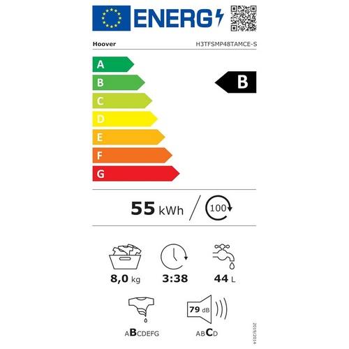 LAVADORA HOOVER H3TFSMP48TAMCE C.SUP 8KG 1400R B