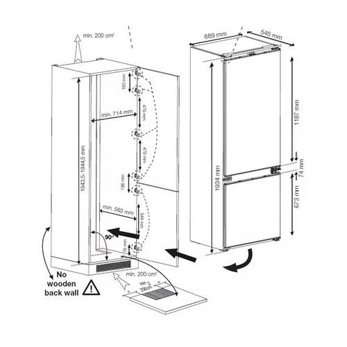 FRIGORIFICO BEKO BCNE400E40SN COMBI NF BLAN E 69CM