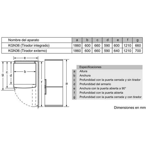 FRIGORIFICO BOSCH KGN366WCF COMBI IND BLAN 186 C42