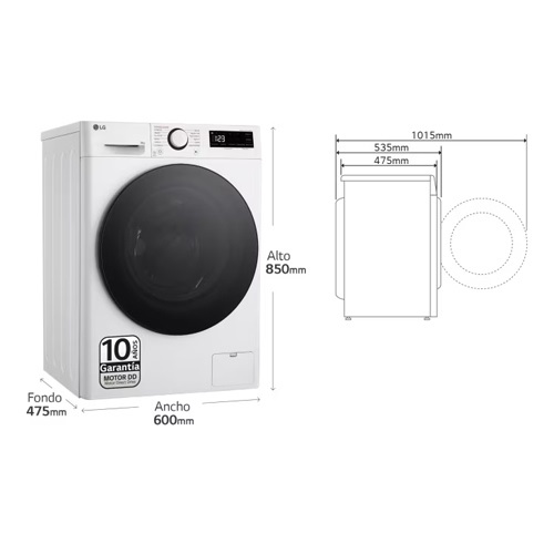 LAVADORA LG F2WR5S08AGW C.FR 8KG 1200R A FONDO ESP