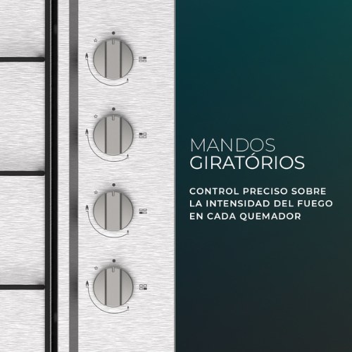 ENCIMERA SVAN SG4600X GAS INOX 8500W 4FGO MANDO DE