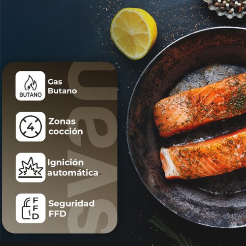 ENCIMERA SVAN SG4600X GAS INOX 8500W 4FGO MANDO DE