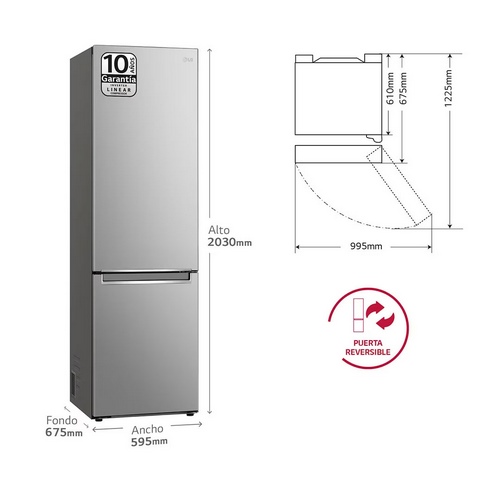 FRIGORIFICO LG GBP52PZNCN1 COMBI INOX ANTIHUELL C