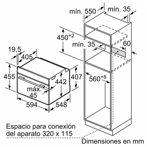 HORNO BOSCH CBG7341B1 COMPACTO 60X45CM A+