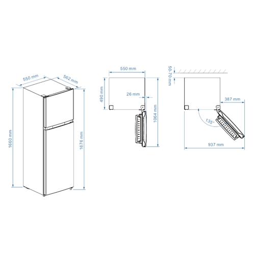 FRIGORIFICO ASPES AF1675500ENF 2PTA BL NF 1,68MT E