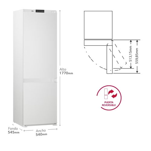 FRIGORIFICO LG GNM12VWHN COMBI INTEG NF 1,77 E