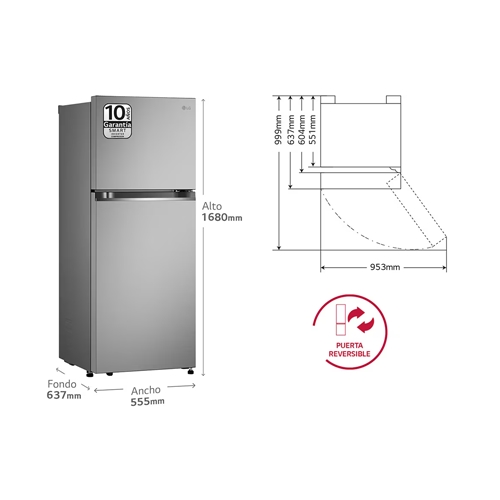 FRIGORIFICO LG GTBV22PYGKD 2PTAS NF INOX 1,45 E