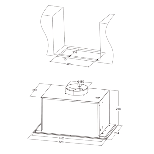 CAMPANA ASPES AGF5200CX GRUPO FILT INOX 50CM C