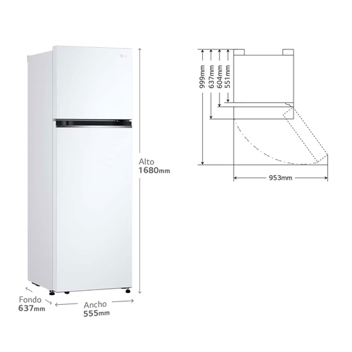 FRIGORIFICO LG GTBV20SWGKD 2PTAS NF BL 1,68M D
