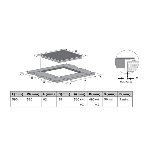 INDUCCION SVAN SI3601 62X59 CRIS NEGRO 3 ZON