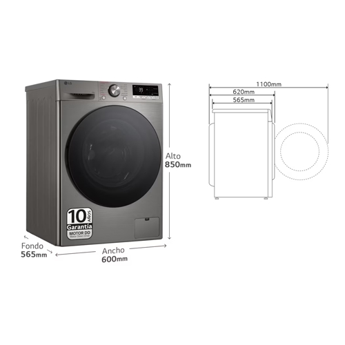 LAVADORA LG F4WR7010AGS INOX  CF 10KG 1400RPM A