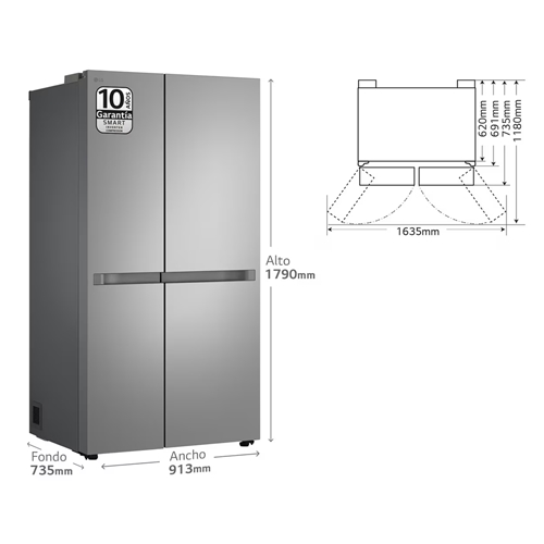 FRIGORIFICO LG GSBC40PYPE SBS INOX 179CM