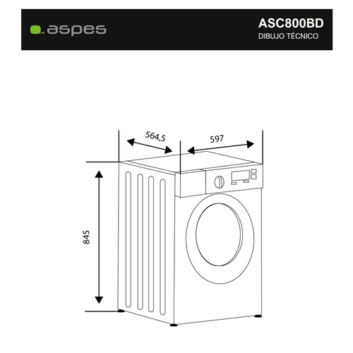 SECADORA ASPES ASC800BD CONDENS 8KG BLANCA