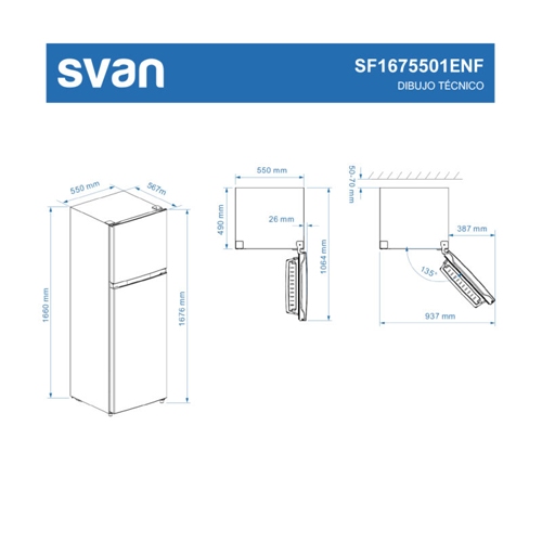 FRIGORIFICO SVAN SF1675501ENF 2P NF 167CM BLANCO