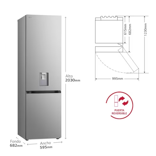 FRIGORIFICO LG GBF3202DPY COMBI NF INOX 203CM D