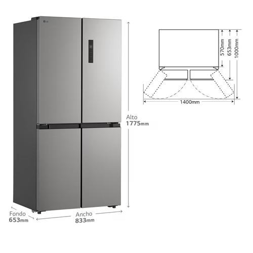 FRIGORIFICO LG GMM41MSBEM COMBI NF SILVER 474L E