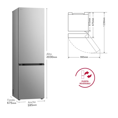 FRIGORIFICO LG GBV3200CPY COMBI INOX 2MT CGBV C
