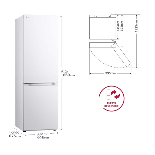 FRIGORIFICO LG GBV3100CSW COMBI BL 374L 1,86MT C