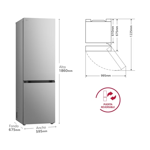 FRIGORIFICO LG GBV3100APY COMBI INOX 374L 1,86 A