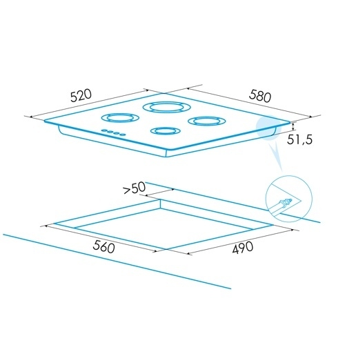 ENCIMERA EDESA EGG6041TITRCIB 4FGOS NEG 922272070