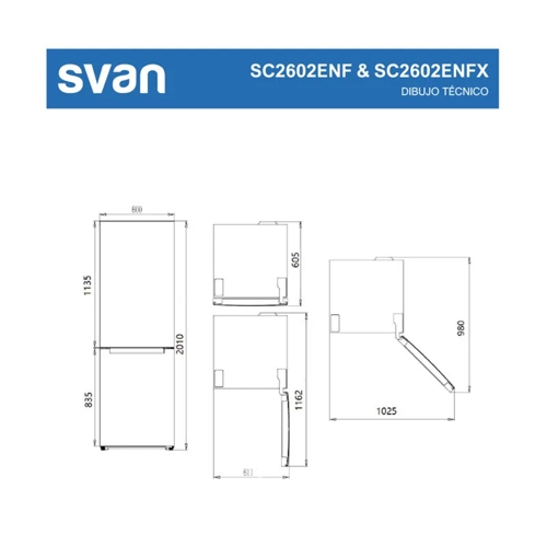 FRIGORIFICO SVAN SC2602ENF COMBI NF BLANCO E 2MT