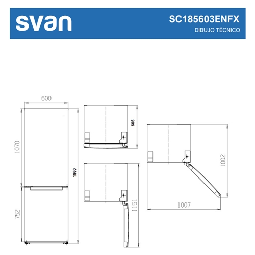 FRIGORIFICO SVAN SC185603ENFX COMBI NF INOX 185 E