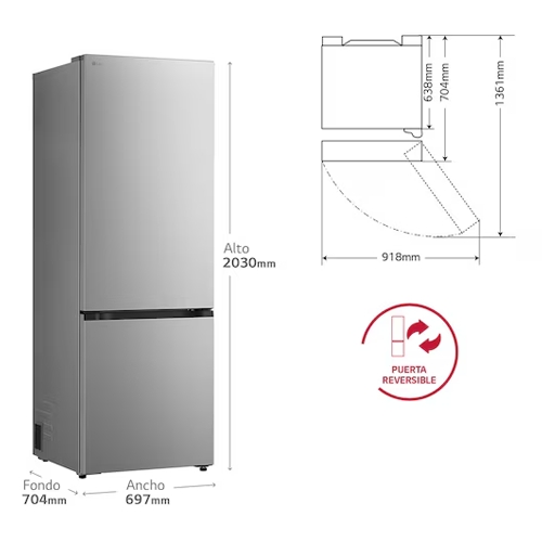 FRIGORIFICO LG GBBW322DPY COMBI INOX 2,03X70 D