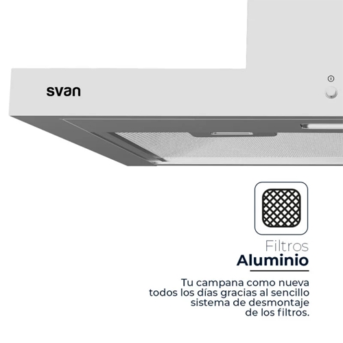 CAMPANA SVAN SCPT901AX DECORAT TIPI T INOX 90CM A