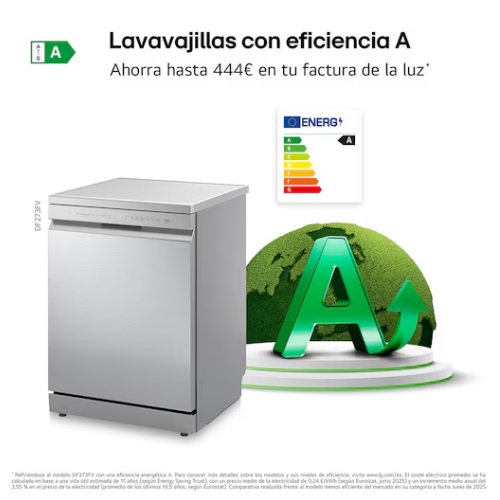 LAVAVAJILLAS LG DF273FV IND INOX 60CM A
